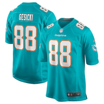 mens nike mike gesicki aqua miami dolphins game jersey